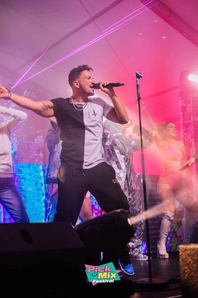 Peter Andre performing at Pick n Mix festival in Hull 2023 - Event production by Audioserv